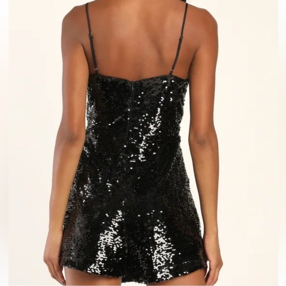 Lulu's Black Sequin Wrap Jumpsuit - Picture 3 of 14